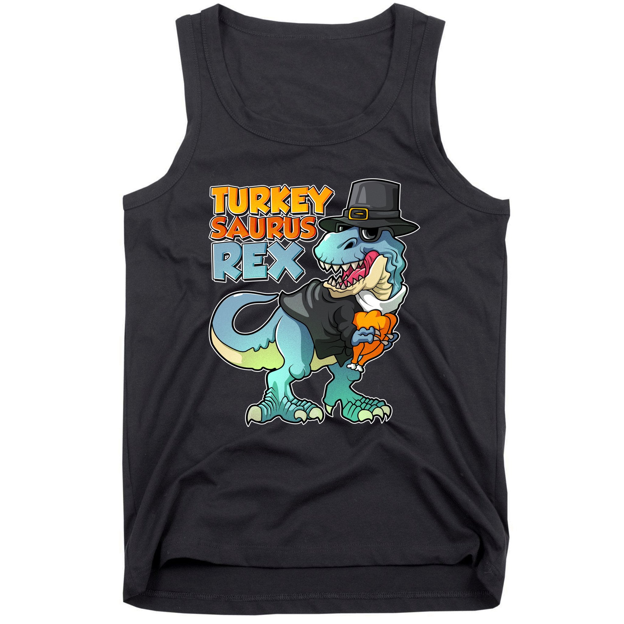 Funny Thanksgiving Turkey Saurus Rex Tank Top