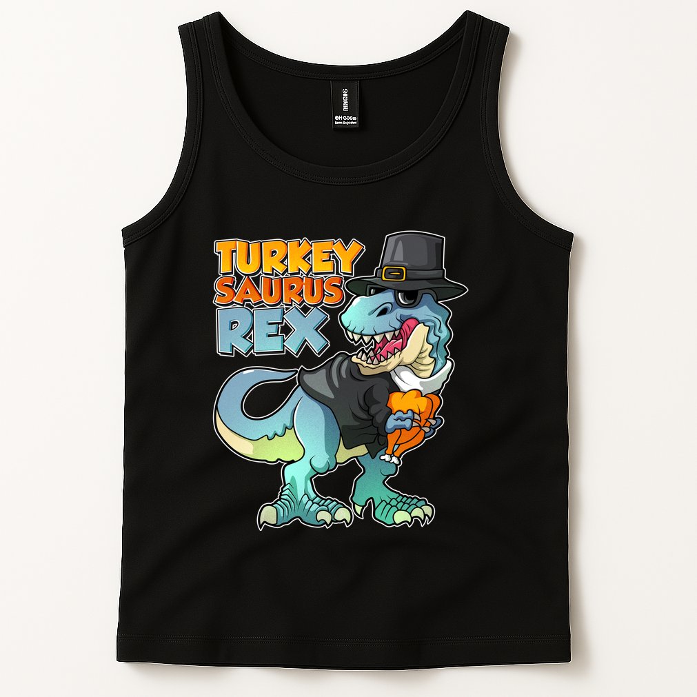 Funny Thanksgiving Turkey Saurus Rex Tank Top