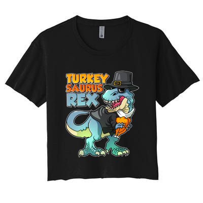 Funny Thanksgiving Turkey Saurus Rex Crop Top