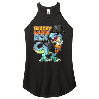 Funny Thanksgiving Turkey Saurus Rex Women's Perfect Tri Rocker Tank