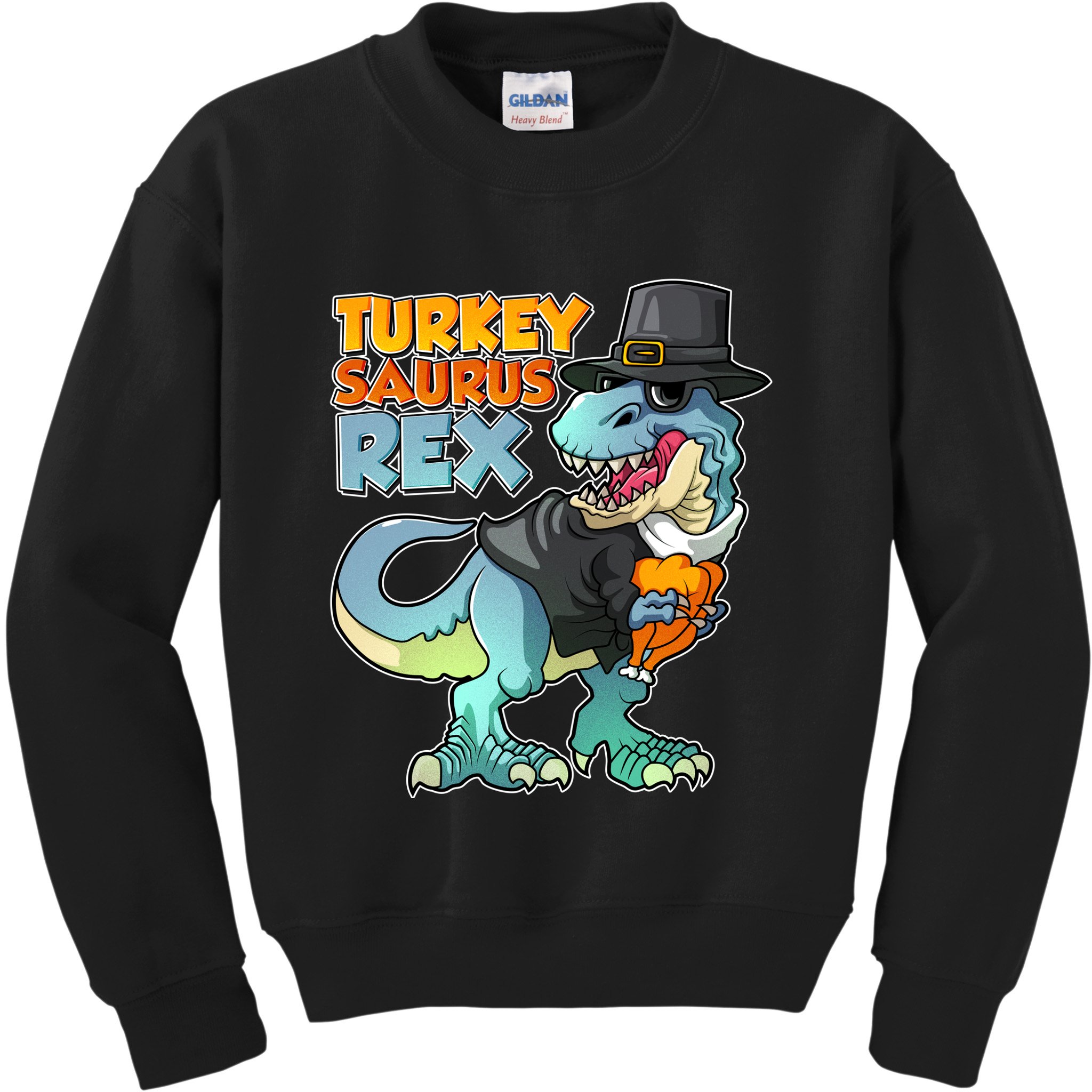 Funny Thanksgiving Turkey Saurus Rex Kids Sweatshirt