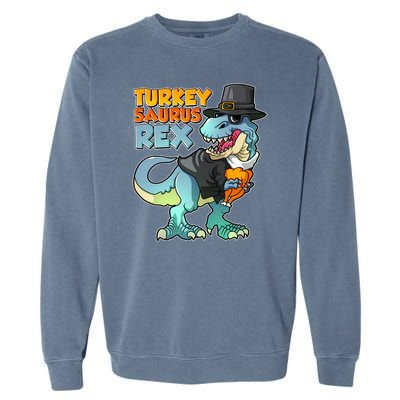 Funny Thanksgiving Turkey Saurus Rex Garment-Dyed Sweatshirt