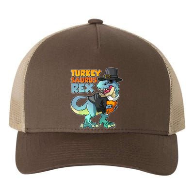 Funny Thanksgiving Turkey Saurus Rex Yupoong Adult 5-Panel Trucker Hat