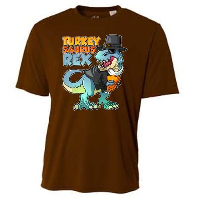 Funny Thanksgiving Turkey Saurus Rex Cooling Performance Crew T-Shirt