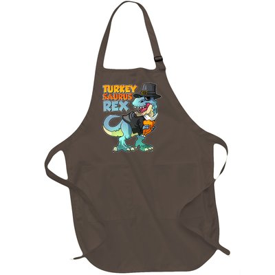 Funny Thanksgiving Turkey Saurus Rex Full-Length Apron With Pockets