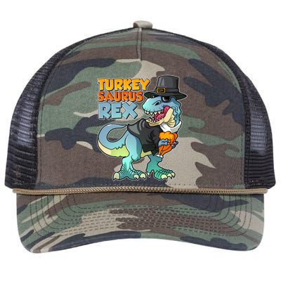 Funny Thanksgiving Turkey Saurus Rex Retro Rope Trucker Hat Cap