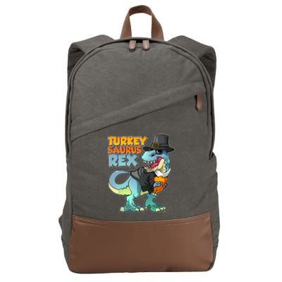 Funny Thanksgiving Turkey Saurus Rex Cotton Canvas Backpack