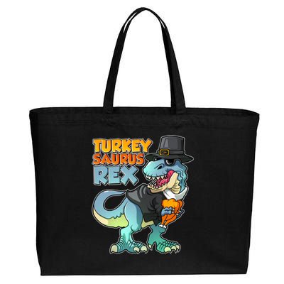 Funny Thanksgiving Turkey Saurus Rex Cotton Canvas Jumbo Tote