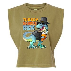 Funny Thanksgiving Turkey Saurus Rex Garment-Dyed Women's Muscle Tee