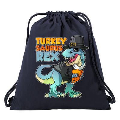 Funny Thanksgiving Turkey Saurus Rex Drawstring Bag