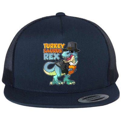 Funny Thanksgiving Turkey Saurus Rex Flat Bill Trucker Hat