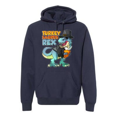 Funny Thanksgiving Turkey Saurus Rex Premium Hoodie