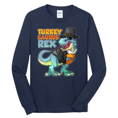 Funny Thanksgiving Turkey Saurus Rex Tall Long Sleeve T-Shirt