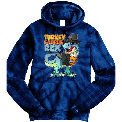 Funny Thanksgiving Turkey Saurus Rex Tie Dye Hoodie