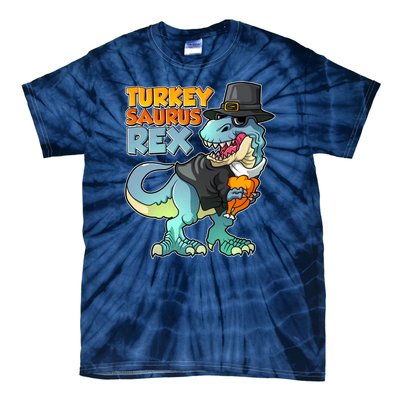 Funny Thanksgiving Turkey Saurus Rex Tie-Dye T-Shirt