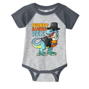 Funny Thanksgiving Turkey Saurus Rex Infant Baby Jersey Bodysuit