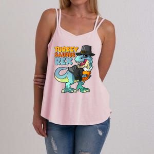 Funny Thanksgiving Turkey Saurus Rex Women's Strappy Tank