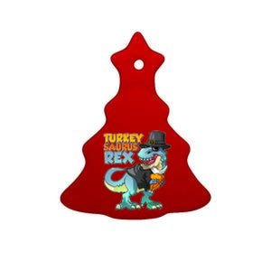 Funny Thanksgiving Turkey Saurus Rex Ceramic Tree Ornament