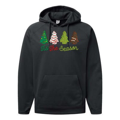 Funny Tis The Season Christmas Tree Cakes Debbie Xmas Gifts Performance Fleece Hoodie