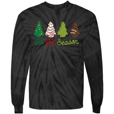 Funny Tis The Season Christmas Tree Cakes Debbie Xmas Gifts Tie-Dye Long Sleeve Shirt