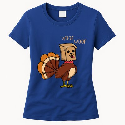 Funny Thanksgiving Turkey Dog Womens T-Shirt