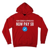 Funny Tee Tweet Your Feedback Is Appreciated Now Pay $8 Hoodie