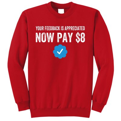 Funny Tee Tweet Your Feedback Is Appreciated Now Pay $8 Sweatshirt