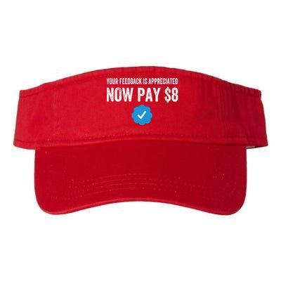 Funny Tee Tweet Your Feedback Is Appreciated Now Pay $8 Valucap Bio-Washed Visor