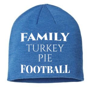 Family Turkey Thanksgiving Pie Football Cute Gift Sustainable Beanie