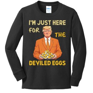 Funny Trump Thanksgiving IM Just Here For The Deviled Eggs Kids Long Sleeve Shirt