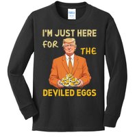 Funny Trump Thanksgiving IM Just Here For The Deviled Eggs Kids Long Sleeve Shirt