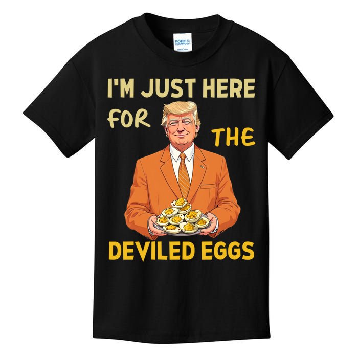 Funny Trump Thanksgiving IM Just Here For The Deviled Eggs Kids T-Shirt