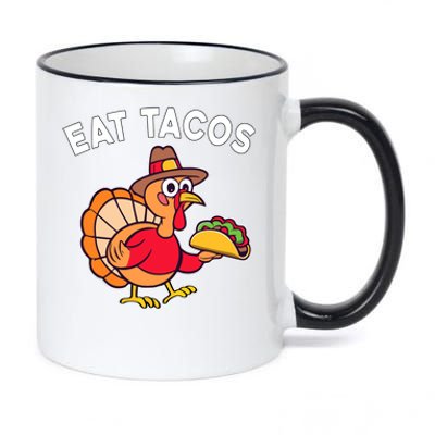 Funny Thanksgiving Turkey Eat Tacos Mexican Thanksgiving Fun 11oz Black Color Changing Mug