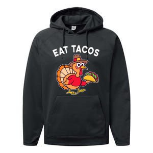 Funny Thanksgiving Turkey Eat Tacos Mexican Thanksgiving Fun Performance Fleece Hoodie