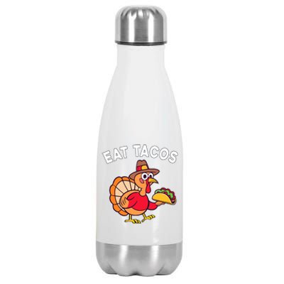 Funny Thanksgiving Turkey Eat Tacos Mexican Thanksgiving Fun Stainless Steel Insulated Water Bottle