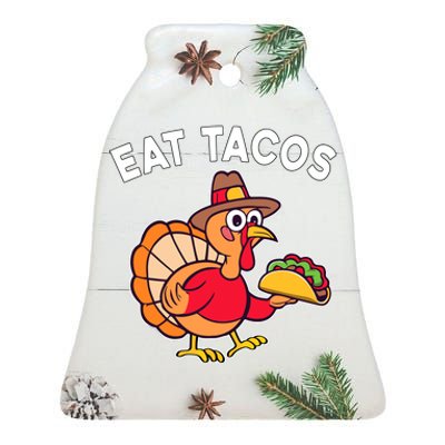 Funny Thanksgiving Turkey Eat Tacos Mexican Thanksgiving Fun Ceramic Bell Ornament