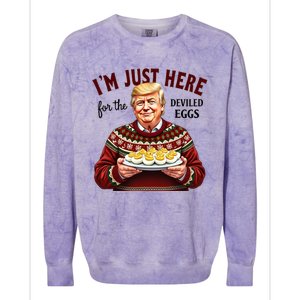 Funny Trump Thanksgiving IM Just Here For The Deviled Eggs Colorblast Crewneck Sweatshirt