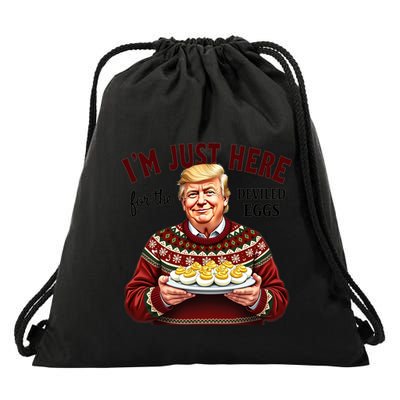 Funny Trump Thanksgiving IM Just Here For The Deviled Eggs Drawstring Bag