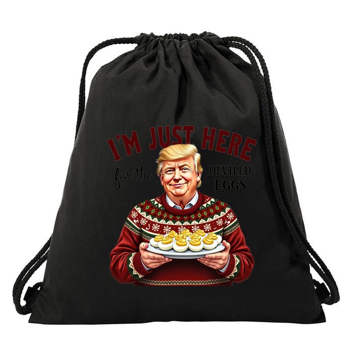 Funny Trump Thanksgiving IM Just Here For The Deviled Eggs Drawstring Bag