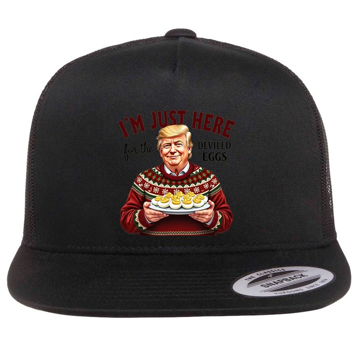 Funny Trump Thanksgiving IM Just Here For The Deviled Eggs Flatbill Hat