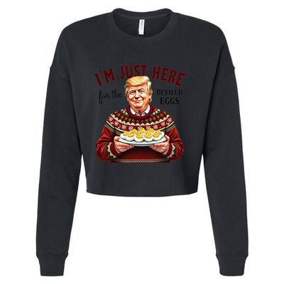 Funny Trump Thanksgiving IM Just Here For The Deviled Eggs Cropped Pullover Crew