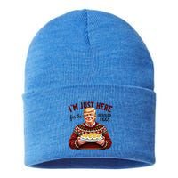 Funny Trump Thanksgiving IM Just Here For The Deviled Eggs Sustainable Knit Beanie