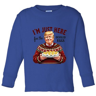 Funny Trump Thanksgiving IM Just Here For The Deviled Eggs Toddler Long Sleeve Shirt