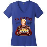 Funny Trump Thanksgiving IM Just Here For The Deviled Eggs Women's V-Neck T-Shirt