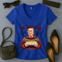 Funny Trump Thanksgiving IM Just Here For The Deviled Eggs Women's V-Neck T-Shirt