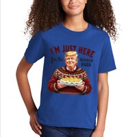 Funny Trump Thanksgiving IM Just Here For The Deviled Eggs Kids T-Shirt