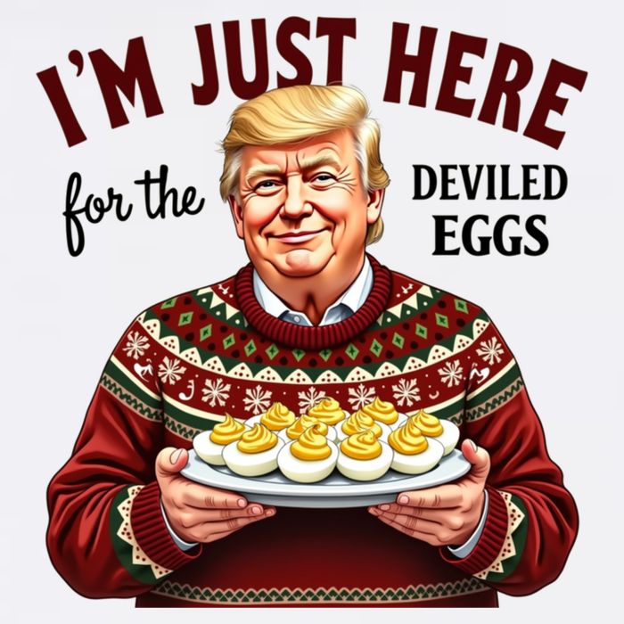 Funny Trump Thanksgiving IM Just Here For The Deviled Eggs Garment-Dyed Sweatshirt