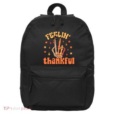 Feelin Thankful Turkey Skeleton Hand Thanksgiving 16 in Basic Backpack