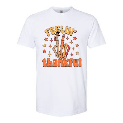 Feelin Thankful Turkey Skeleton Hand Thanksgiving Softstyle CVC T-Shirt