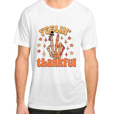 Feelin Thankful Turkey Skeleton Hand Thanksgiving Adult ChromaSoft Performance T-Shirt